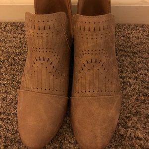 Brand new tan booties with cutout details